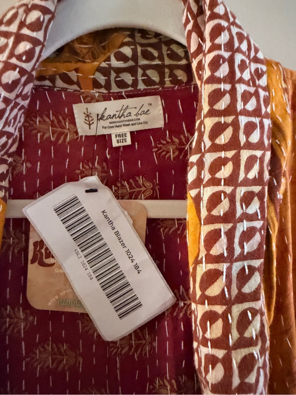 Kantha Bae Kantha Blazer Rust & Burgundy One Size - Picture 5 of 6